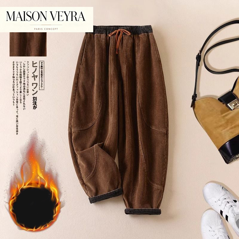 Corduroy Pant Warm - Corduroy harem pants female fall and
