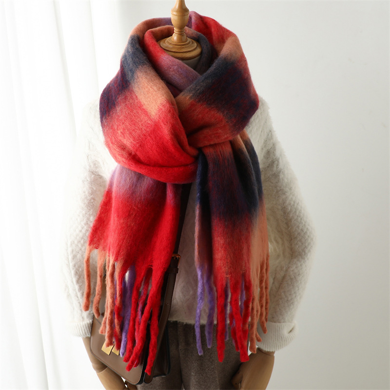 Wool Scarf Men - New Autumn Winter Grid Scarf Women